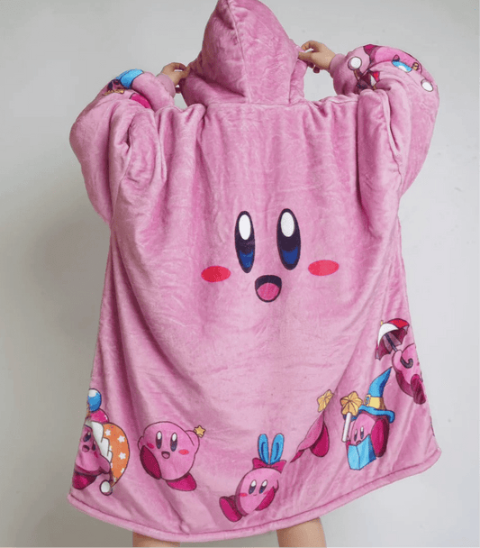 Kirby wearable Blanket Hoodie  oversize snuggle Sherpa unisex adults and kids