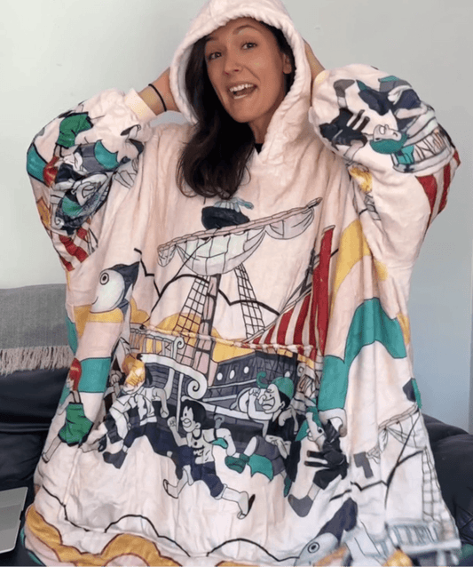 Anime wearable  Blanket Hoodie  oversize snuggle Sherpa  Luffy ,zoro going marry