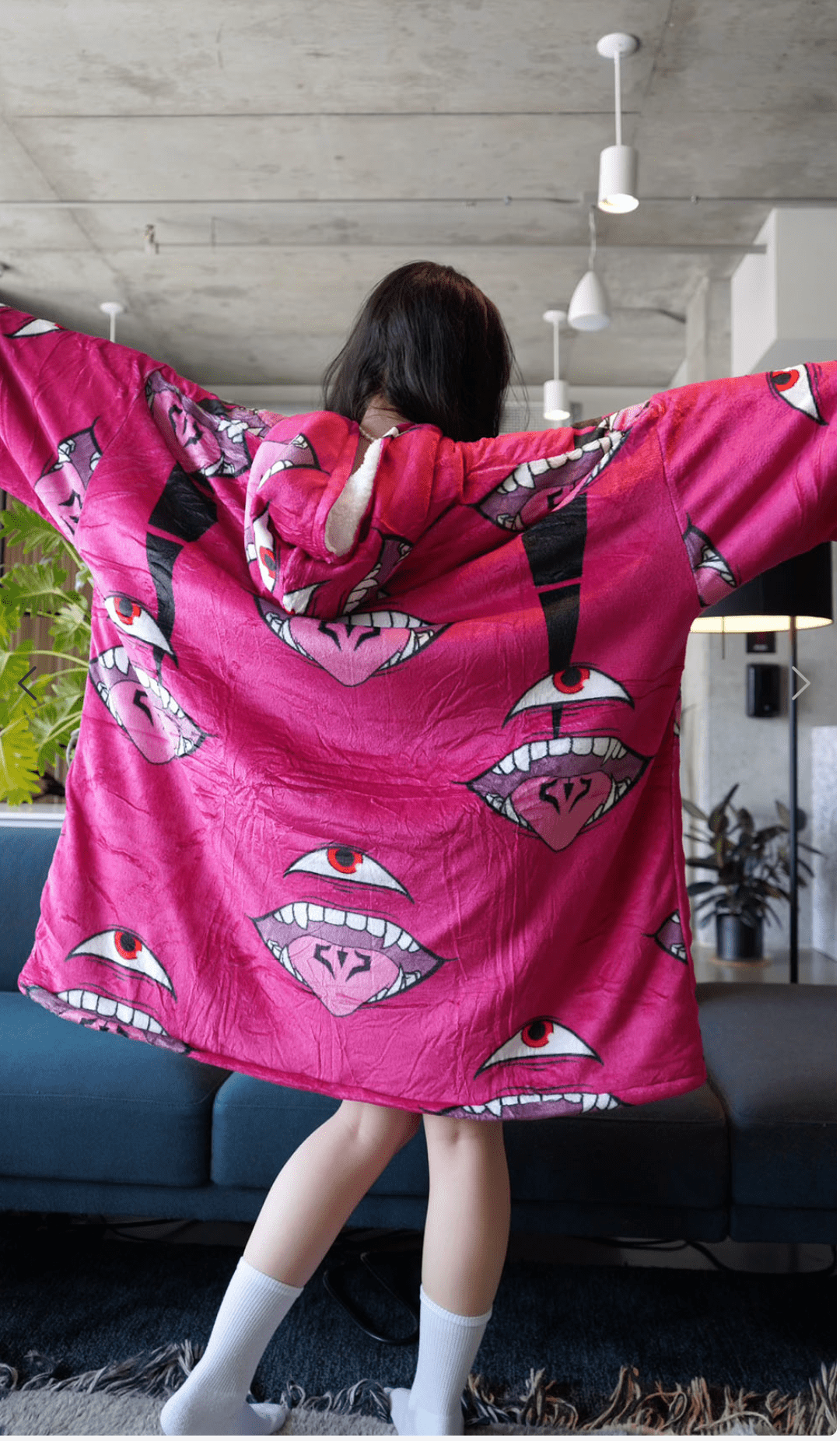 Anime wearable Blanket Hoodie  oversize snuggle Sherpa  Ryomen Sukuna Jujutsu Kaisen