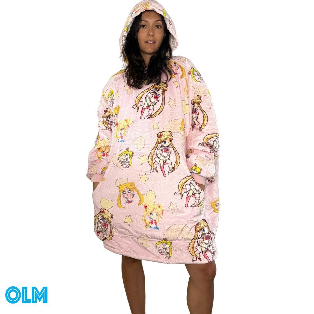 Sailor Moon wearable Blanket Hoodie  oversize snuggle Sherpa    unisex adults and kids