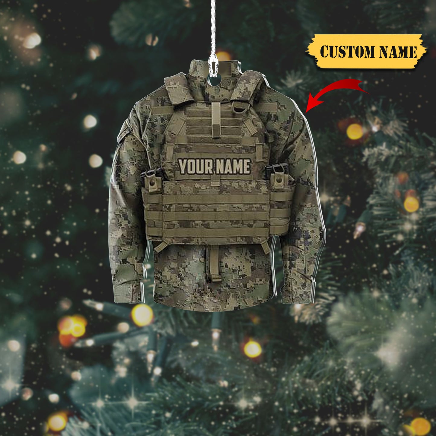 Army Uniform Shaped Ornament - Veteran Gift Ornament - Christmas Gift, Ornament For Him, Gift For Him, Ornament Christmas