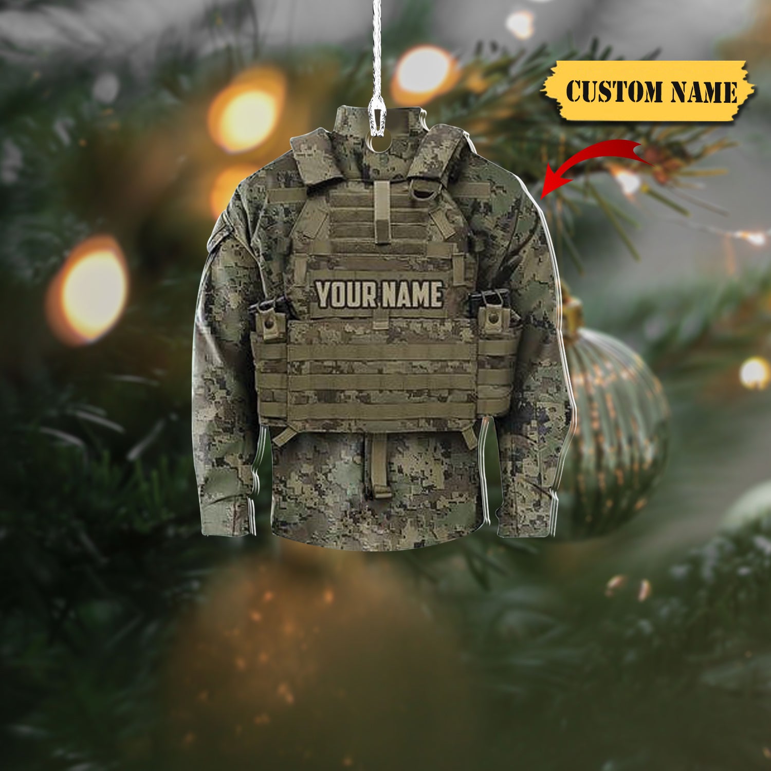 Army Uniform Shaped Ornament - Veteran Gift Ornament - Christmas Gift, Ornament For Him, Gift For Him, Ornament Christmas