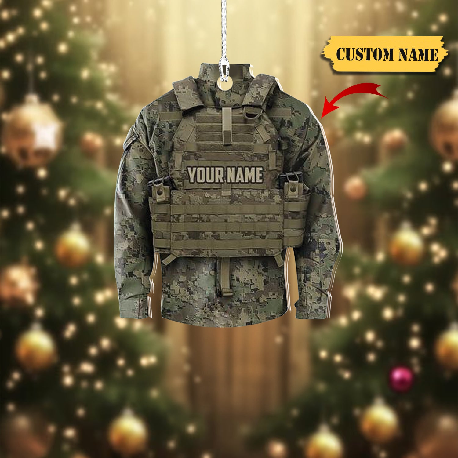 Army Uniform Shaped Ornament - Veteran Gift Ornament - Christmas Gift, Ornament For Him, Gift For Him, Ornament Christmas