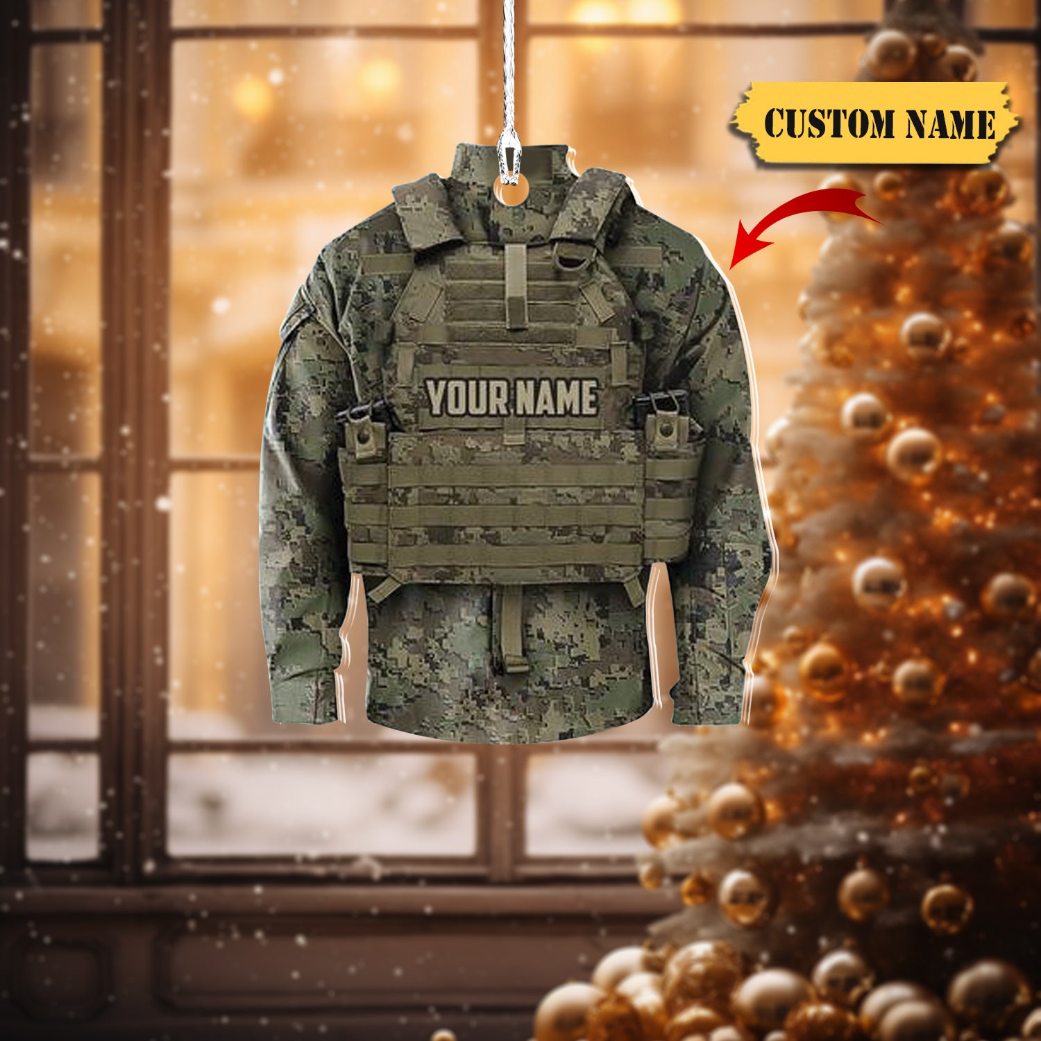 Army Uniform Shaped Ornament - Veteran Gift Ornament - Christmas Gift, Ornament For Him, Gift For Him, Ornament Christmas