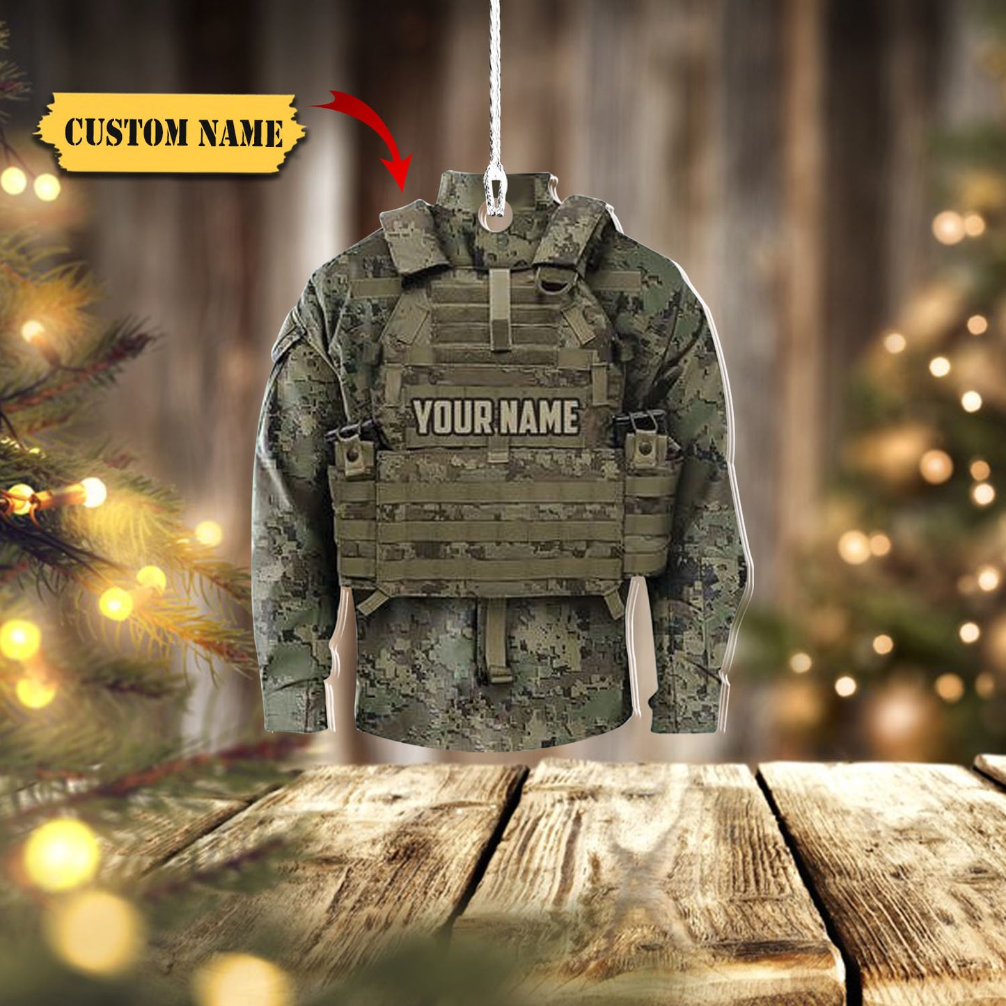 Army Uniform Shaped Ornament - Veteran Gift Ornament - Christmas Gift, Ornament For Him, Gift For Him, Ornament Christmas