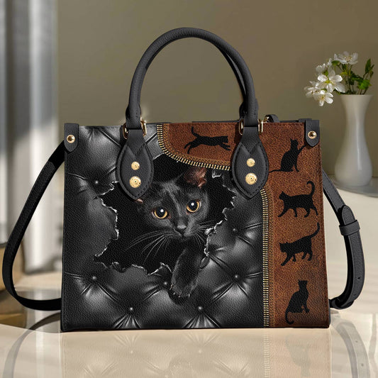 Leather Bag Gorgeous Black Cat
