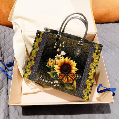 Lorva Personalized Leather Bag Golden Bloom Monarch