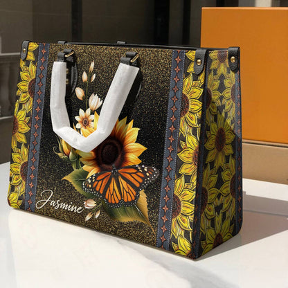 Lorva Personalized Leather Bag Golden Bloom Monarch