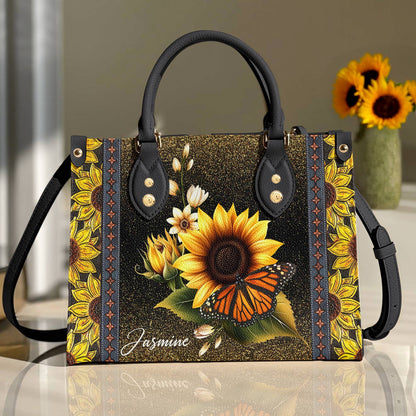 Lorva Personalized Leather Bag Golden Bloom Monarch