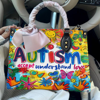 Leather Bag Colorful Autism Awareness