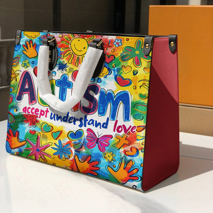 Leather Bag Colorful Autism Awareness