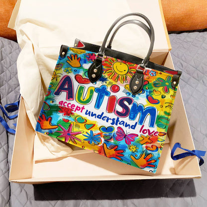 Leather Bag Colorful Autism Awareness