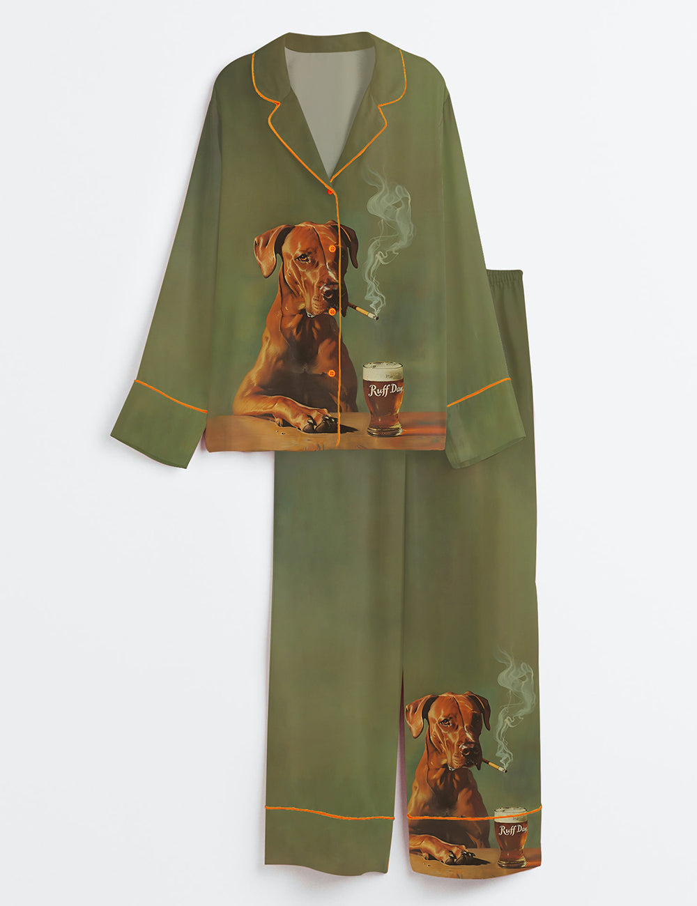 Women’s Ruff Day Funny Dog Long Sleeve Satin Pajama Set