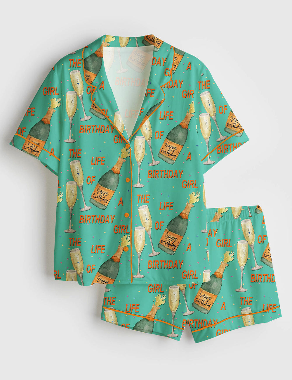 Women’s The Life Of A Birthday Girl Life Of A Showgirl Short Sleeve Satin Pajama Set