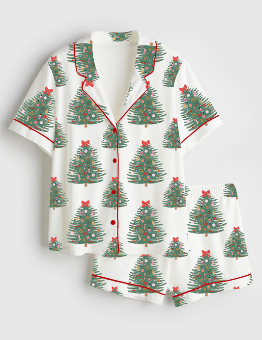 Women’s The Nutcracker Christmas Tree Short Sleeve Satin Pajama Set