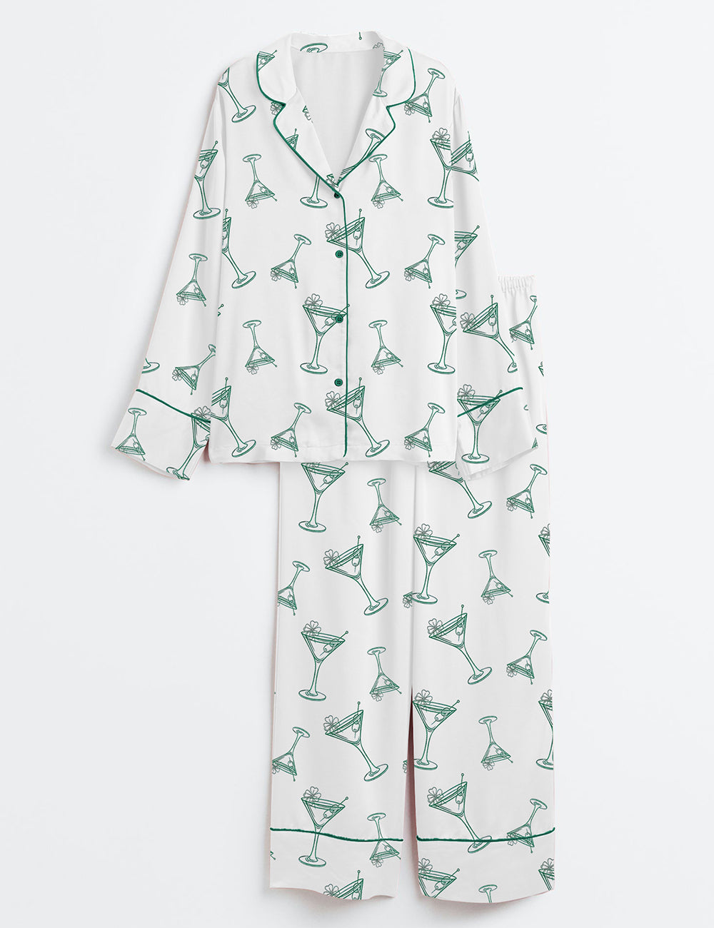 Women’s A Tini Bit Irish St. Patrick's Day Retro Irish Vibes Long Sleeve Satin Pajama Set