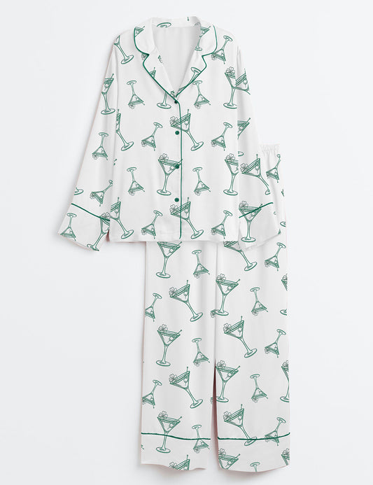 Women’s A Tini Bit Irish St. Patrick's Day Retro Irish Vibes Long Sleeve Satin Pajama Set