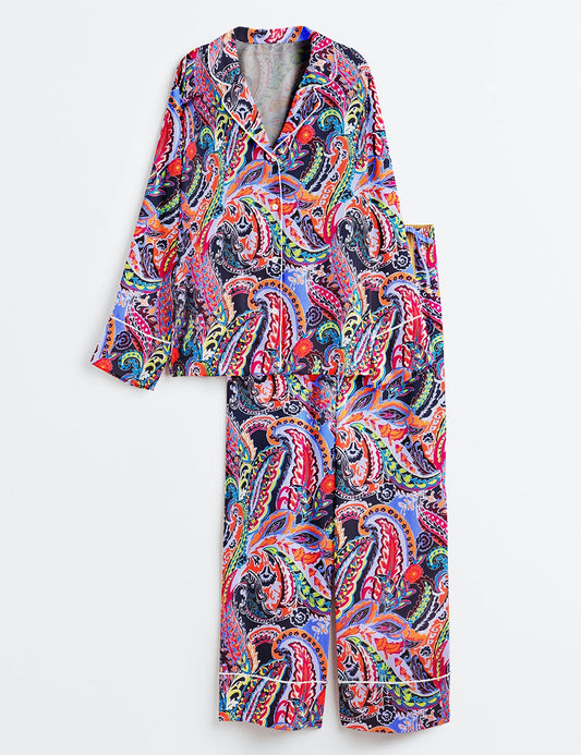 Women's Paisley Parade Long Sleeve Satin Pajama Set