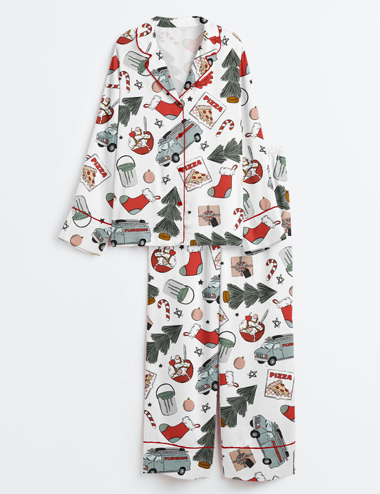 Women’s Home Alone Christmas Long Sleeve Satin Pajama Set