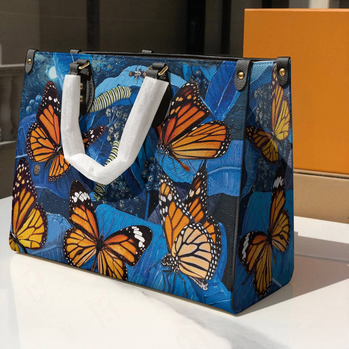 Leather Bag Monarch And Milkweed At The Night