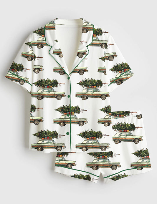Women’s Griswold Christmas Tree Farm Short Sleeve Satin Pajama Set