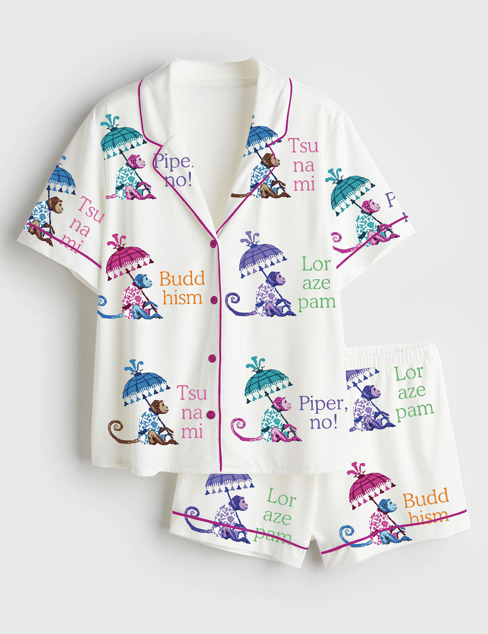 Women’s Lotus Cocktail The Wife Lotus Short Sleeve Satin Pajama Set