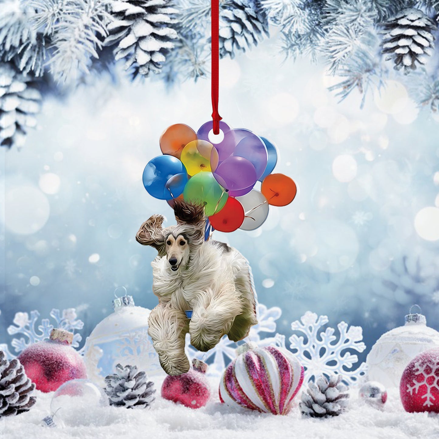 Balloon Dog Ornament Afghan Hound With Bubbles Ornament, Ornament Decoration, Ornament Christmas - TeeZworldVN