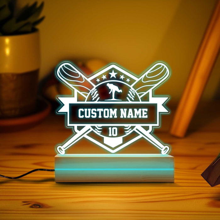 Baseball Night Light, Custom Name Light, Personalized Gifts, Kids Bedroom Decor, Desk Light Night Light, Custom Kids Gift, Birthday Gift