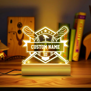 Baseball Night Light, Custom Name Light, Personalized Gifts, Kids Bedroom Decor, Desk Light Night Light, Custom Kids Gift, Birthday Gift