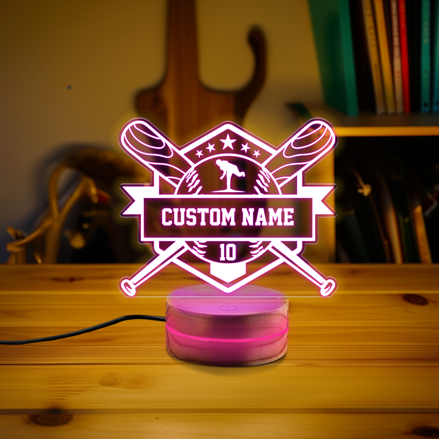 Baseball Night Light, Custom Name Light, Personalized Gifts, Kids Bedroom Decor, Desk Light Night Light, Custom Kids Gift, Birthday Gift