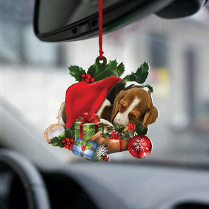 Basset Hound-Sleeping In Hat Two Sides Ornament Dog Sleeping Ornament, Ornament Decoration, Ornament Christmas - TeeZworldVN