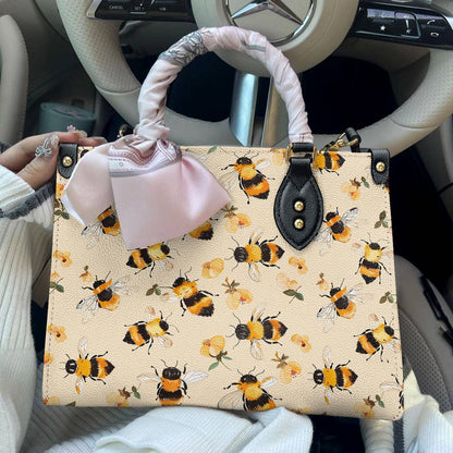 Leather Bag Charming Floral Bee