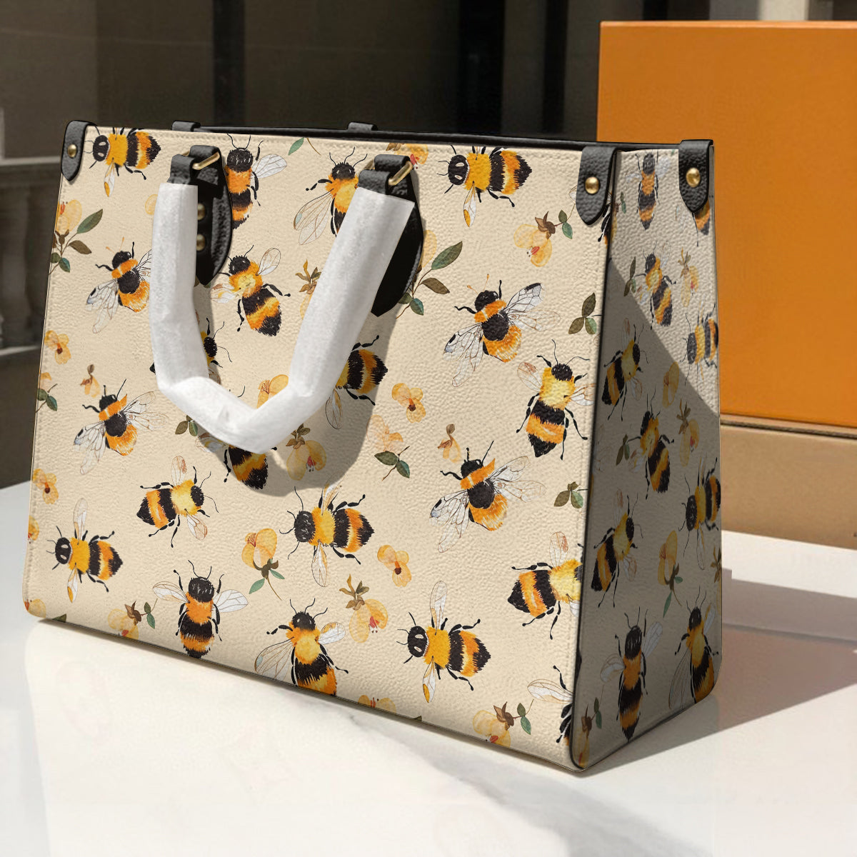 Leather Bag Charming Floral Bee