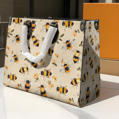Leather Bag Charming Floral Bee