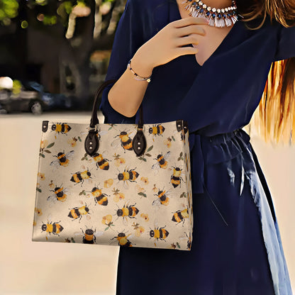 Leather Bag Charming Floral Bee