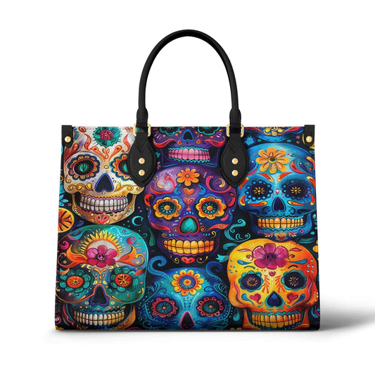 Leather Bag Colorful Sugar Skull