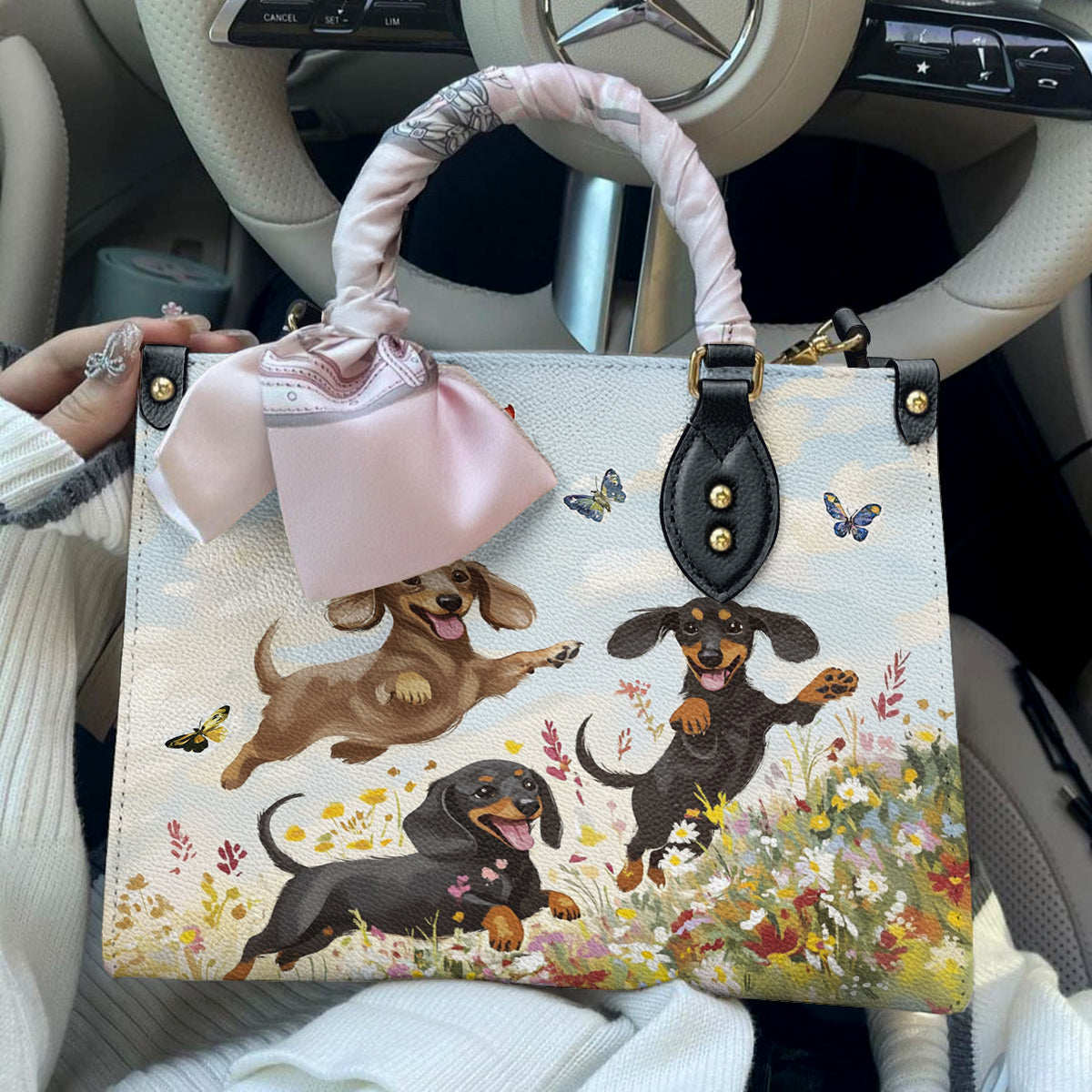Leather Bag Happy Dachshunds