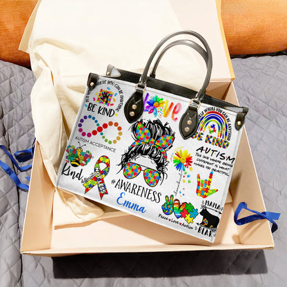 Lorva Personalized Autism Leather Bag Happy Mom