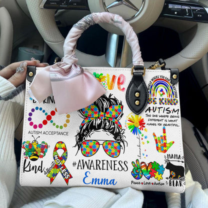 Lorva Personalized Autism Leather Bag Happy Mom