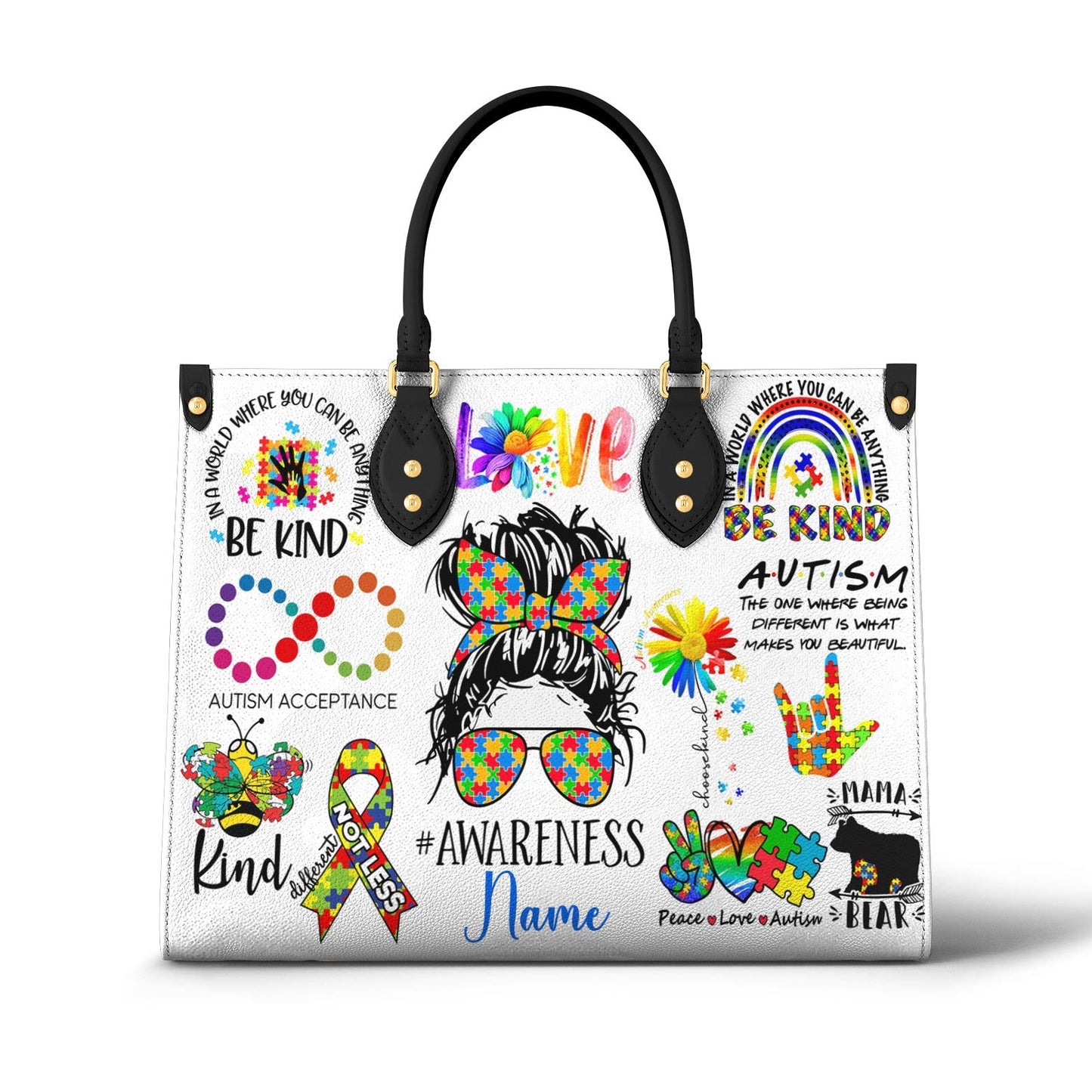 Lorva Personalized Autism Leather Bag Happy Mom