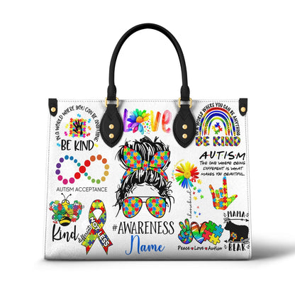Lorva Personalized Autism Leather Bag Happy Mom