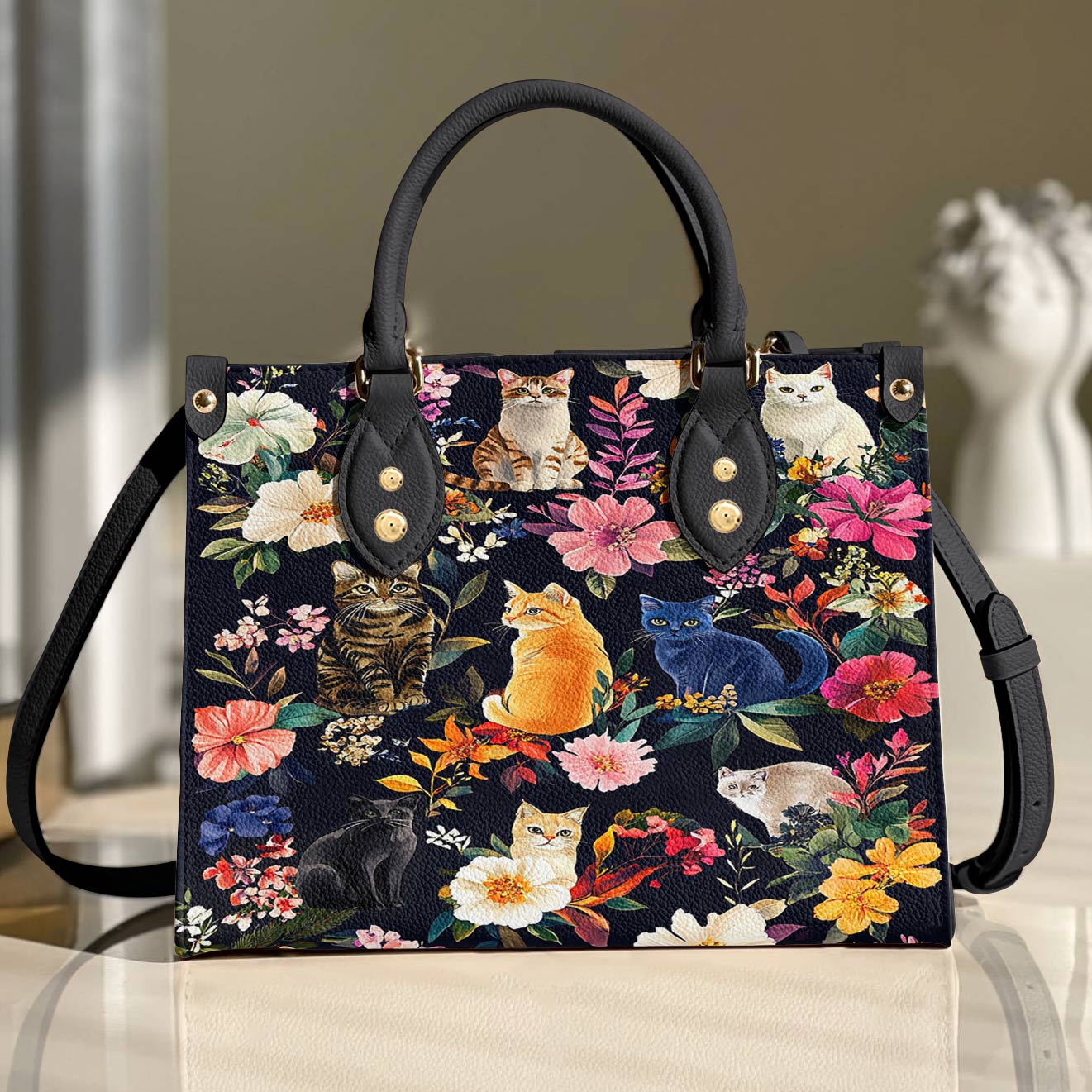 Leather Bag Moonlit Garden Whiskers