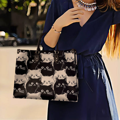 Leather Bag Cute Fat Cats