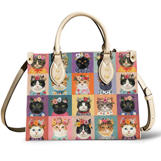 Leather Bag Feline Blooms