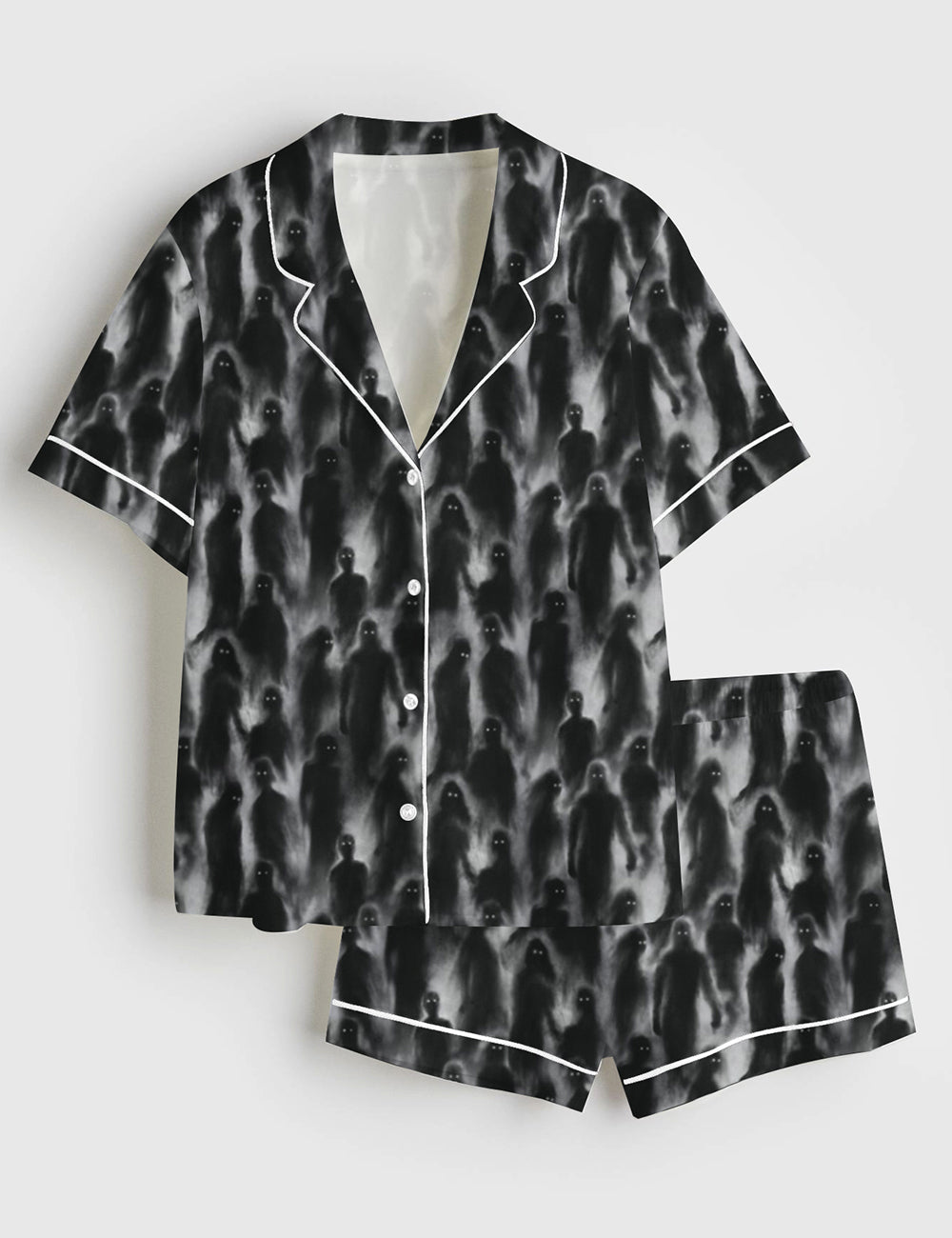 Women’s Phantasmagoria The Shadows Halloween Ghost Short Sleeve Satin Pajama Set