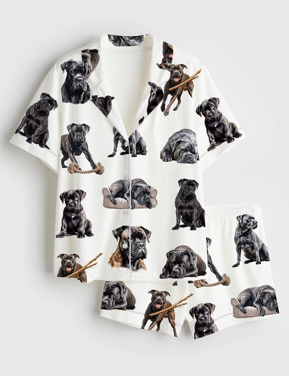 Women’s Cane Corso Dog Short Sleeve Satin Pajama Set