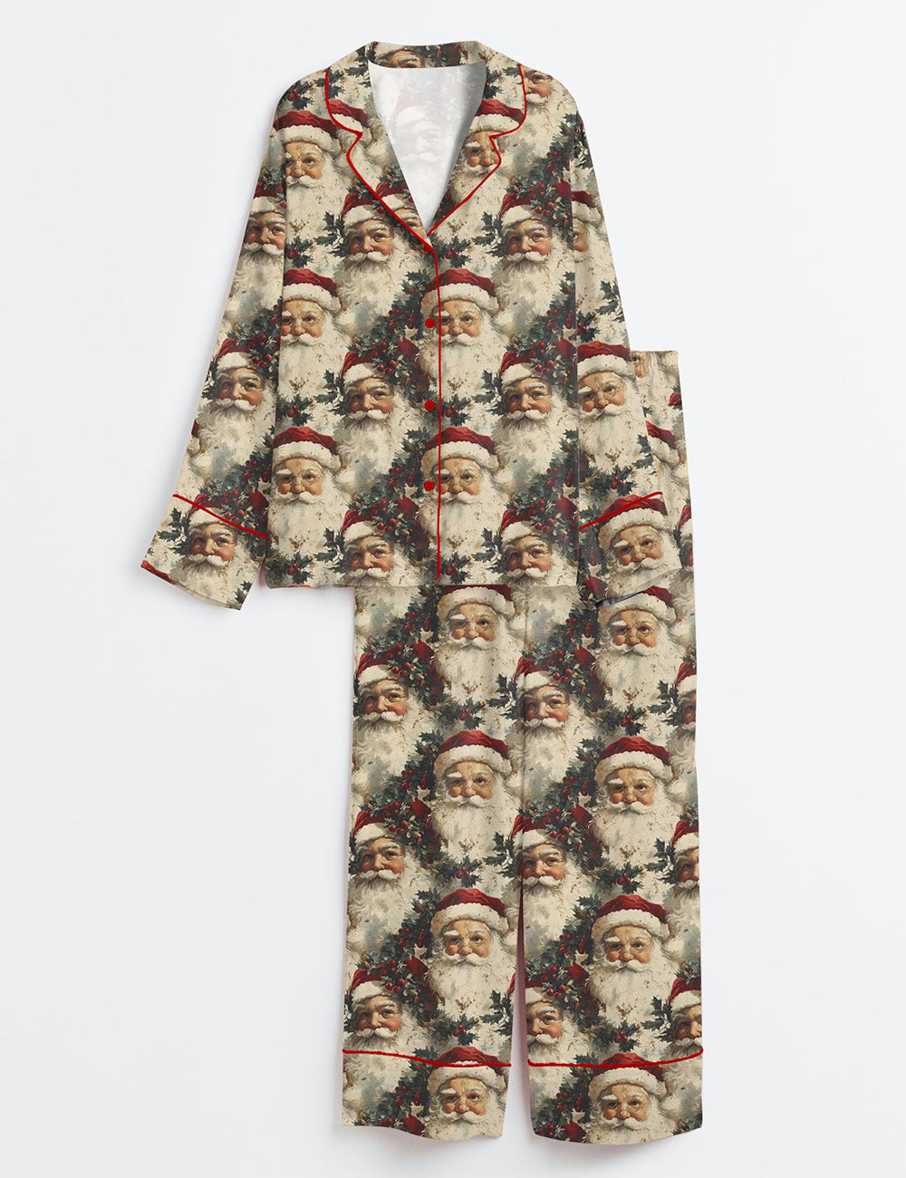 Women’s Christmas Santa Claus Long Sleeve Satin Pajama Set