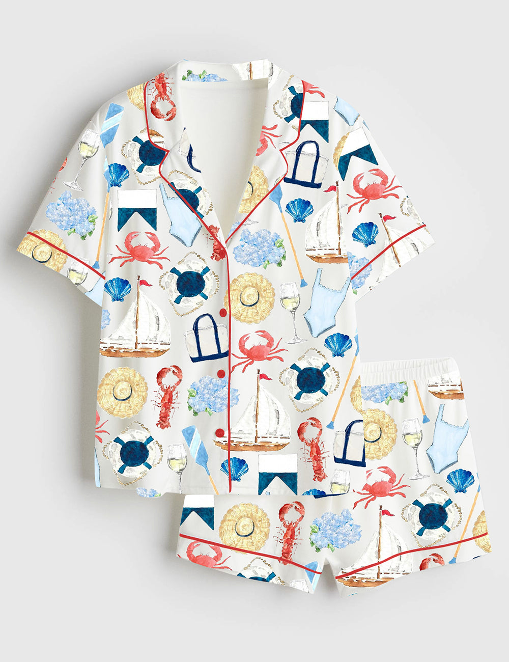 Women’s New England Summer Dreaming Short Sleeve Satin Pajama Set
