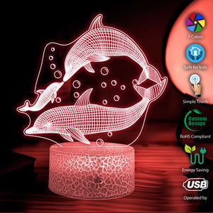 Dolphin Night Light, Sea Animal Night Light, Kid's Bedroom Bedside Lamp, Sea Decor, Perfect for Dolphin Lovers, Kids' Rooms & Unique Gifts.