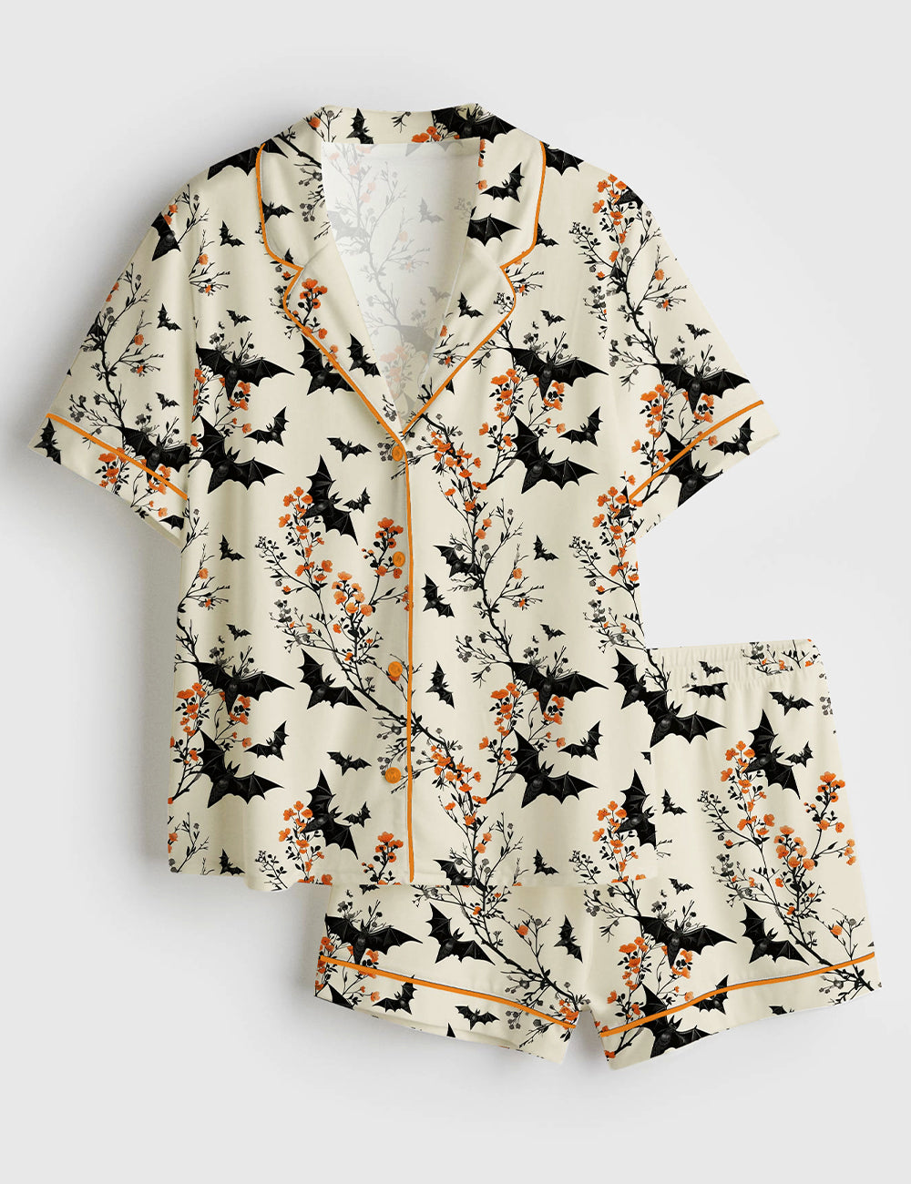 Women’s Halloween Bat Short Sleeve Satin Pajama Set